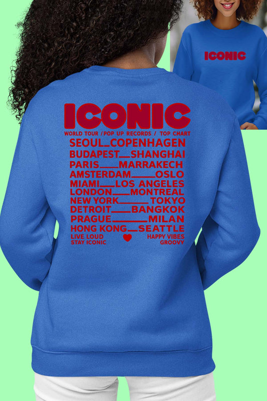 COULEUR:Bleu Roi|Sweat Col Rond Femme | iconic Bleu Roi