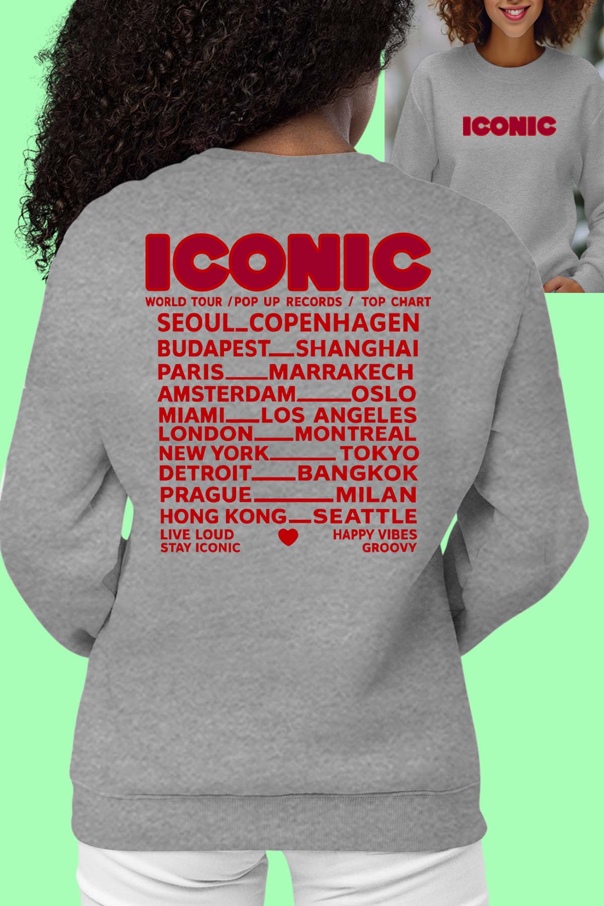 COULEUR:Gris|Sweat Col Rond Femme | iconic Gris