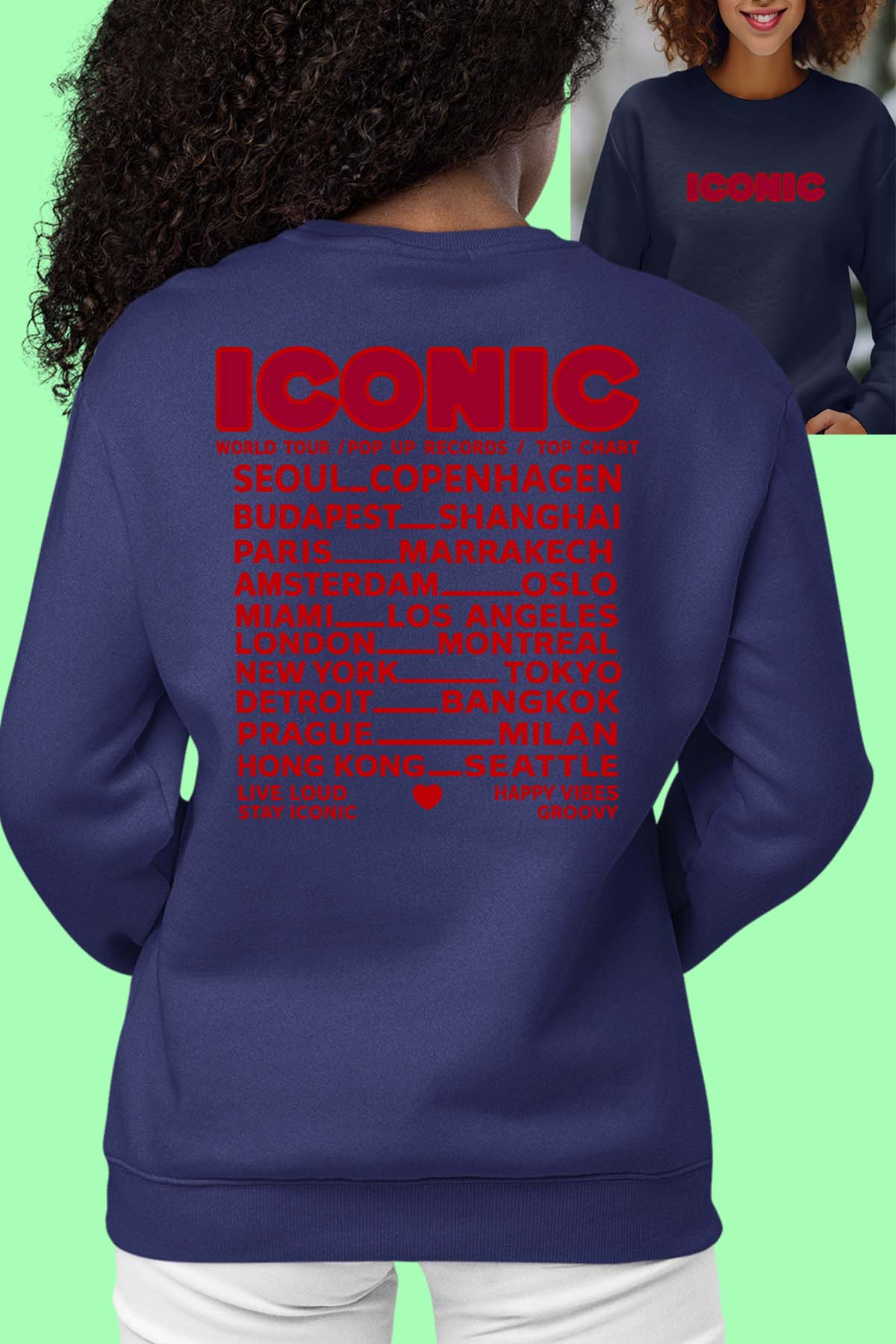 COULEUR:Marine|Sweat Col Rond Femme | iconic Marine
