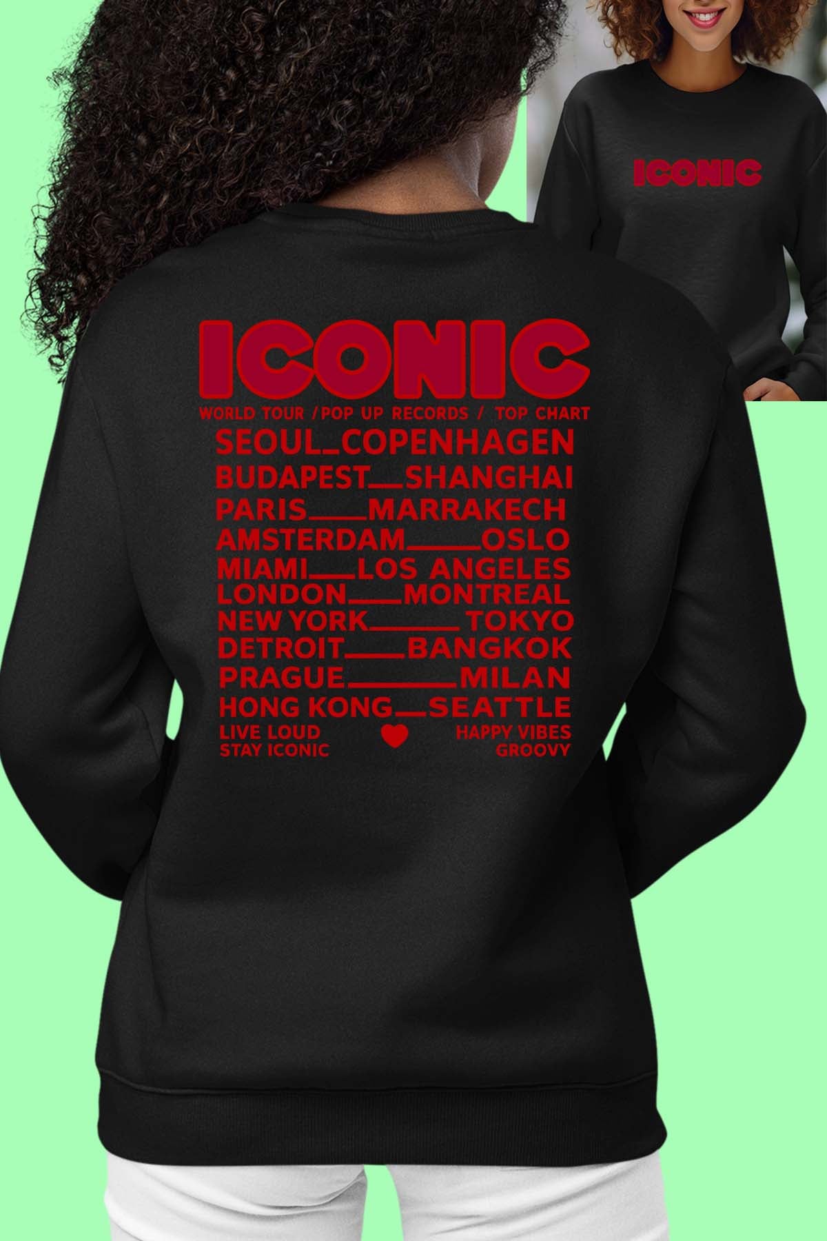 COULEUR:Noir|Sweat Col Rond Femme | iconic Noir
