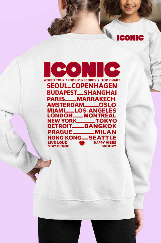 COULEUR:Blanc|Sweat Col Rond Fille | iconic Blanc