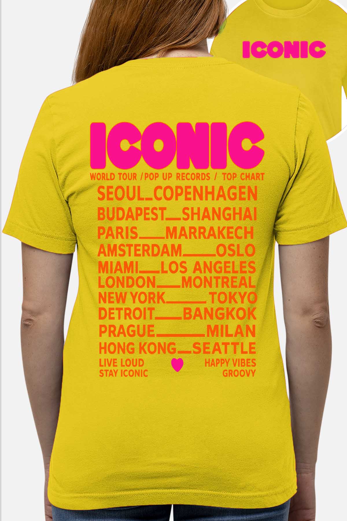 COULEUR:Jaune|T-shirt Femme | iconic Fluo Orange Jaune