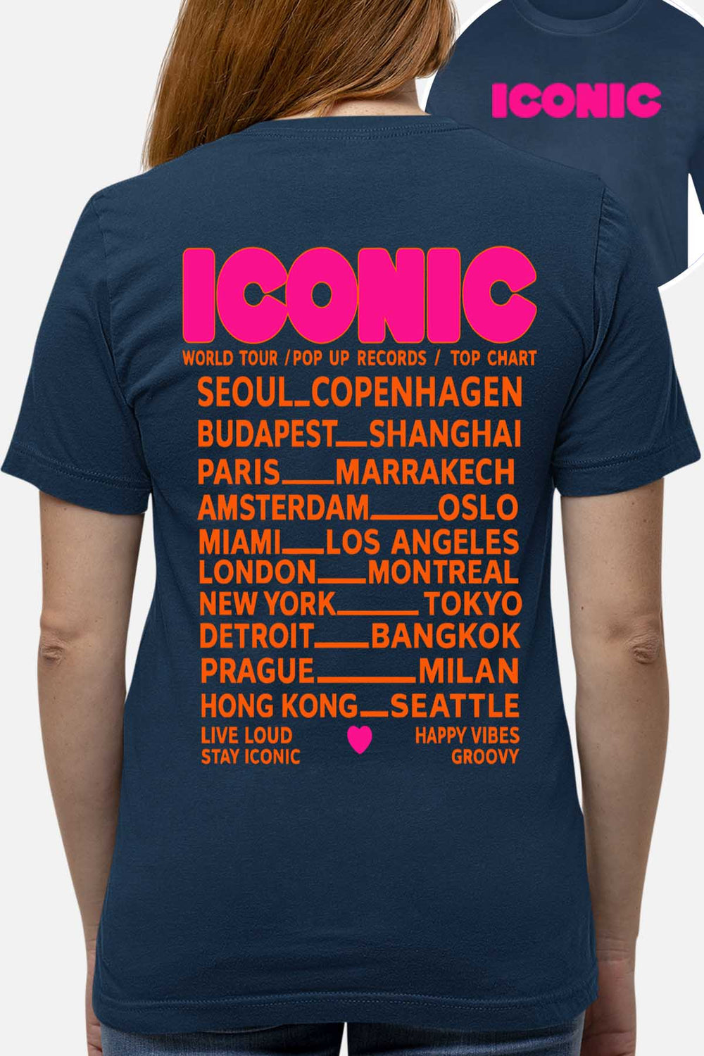 COULEUR:Marine|T-shirt Femme | iconic Fluo Orange Marine