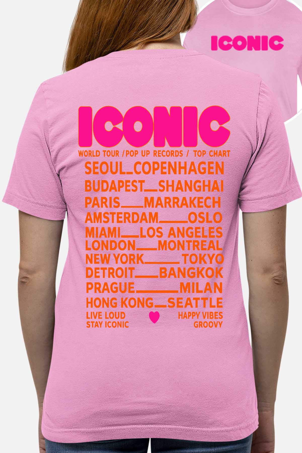 COULEUR:Rose|T-shirt Femme | iconic Fluo Orange Rose