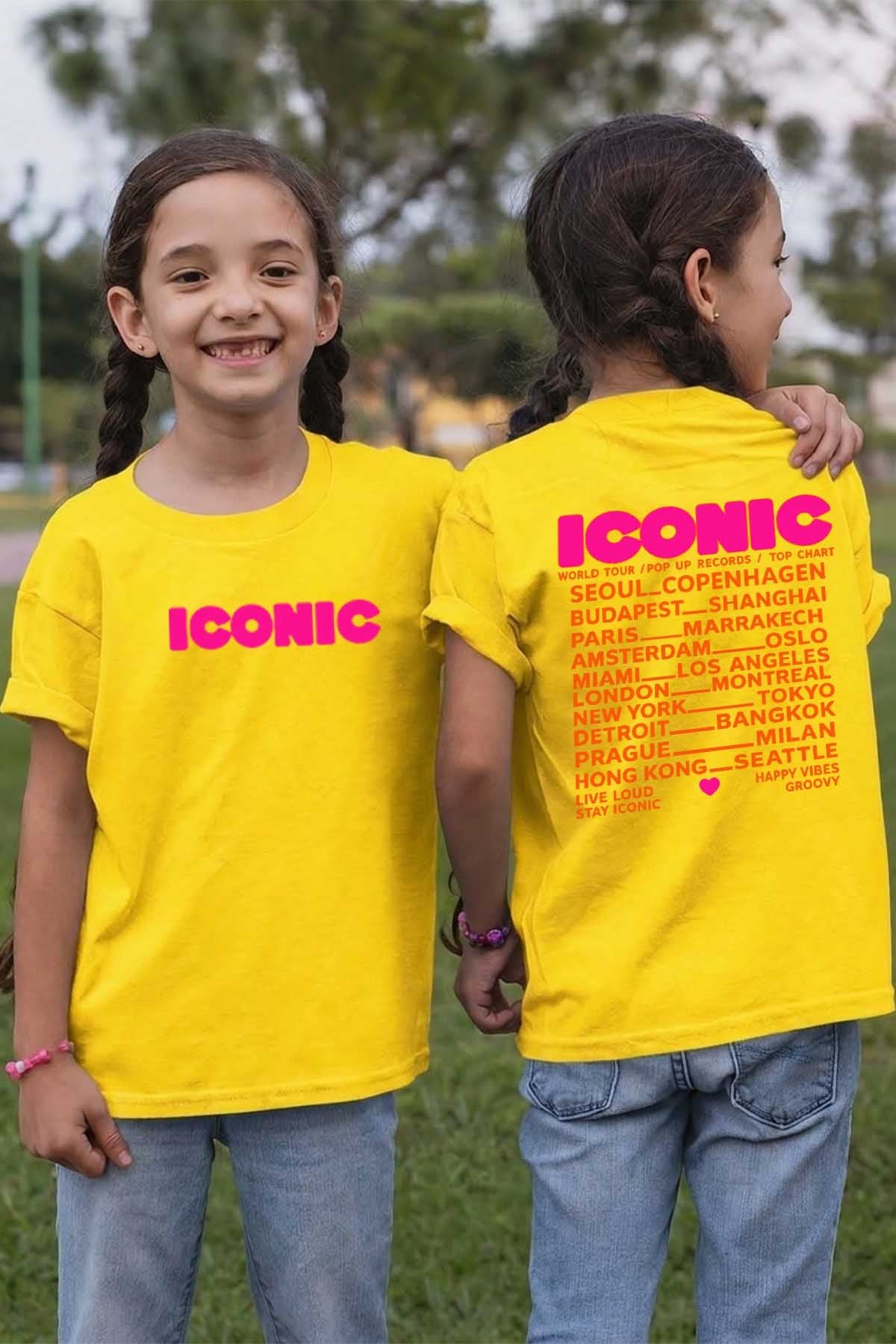 COULEUR:Jaune|T-shirt Fille | iconic Fluo Orange Jaune