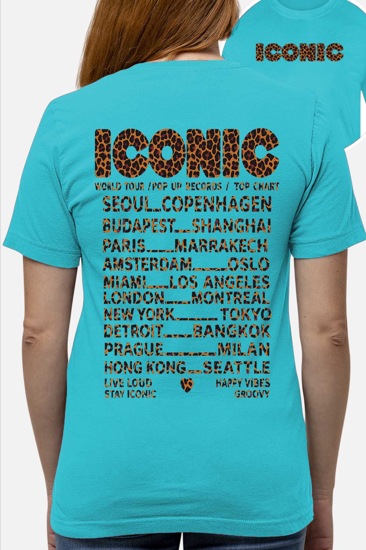 COULEUR:Turquoise|T-shirt Femme | iconic leo Turquoise