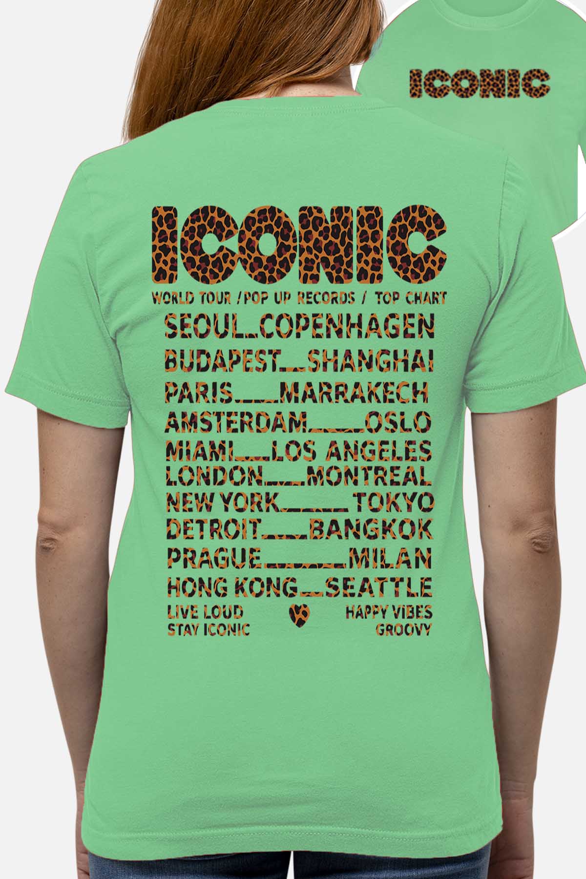 COULEUR:Vert d'eau|T-shirt Femme | iconic leo Vert d'eau