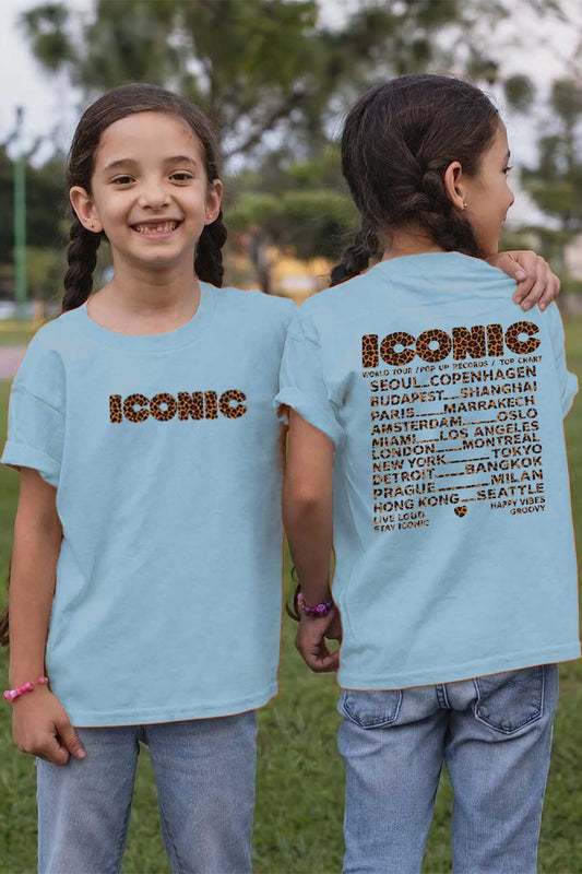 COULEUR:Bleu Ciel|T-shirt Fille | iconic leo Bleu Ciel