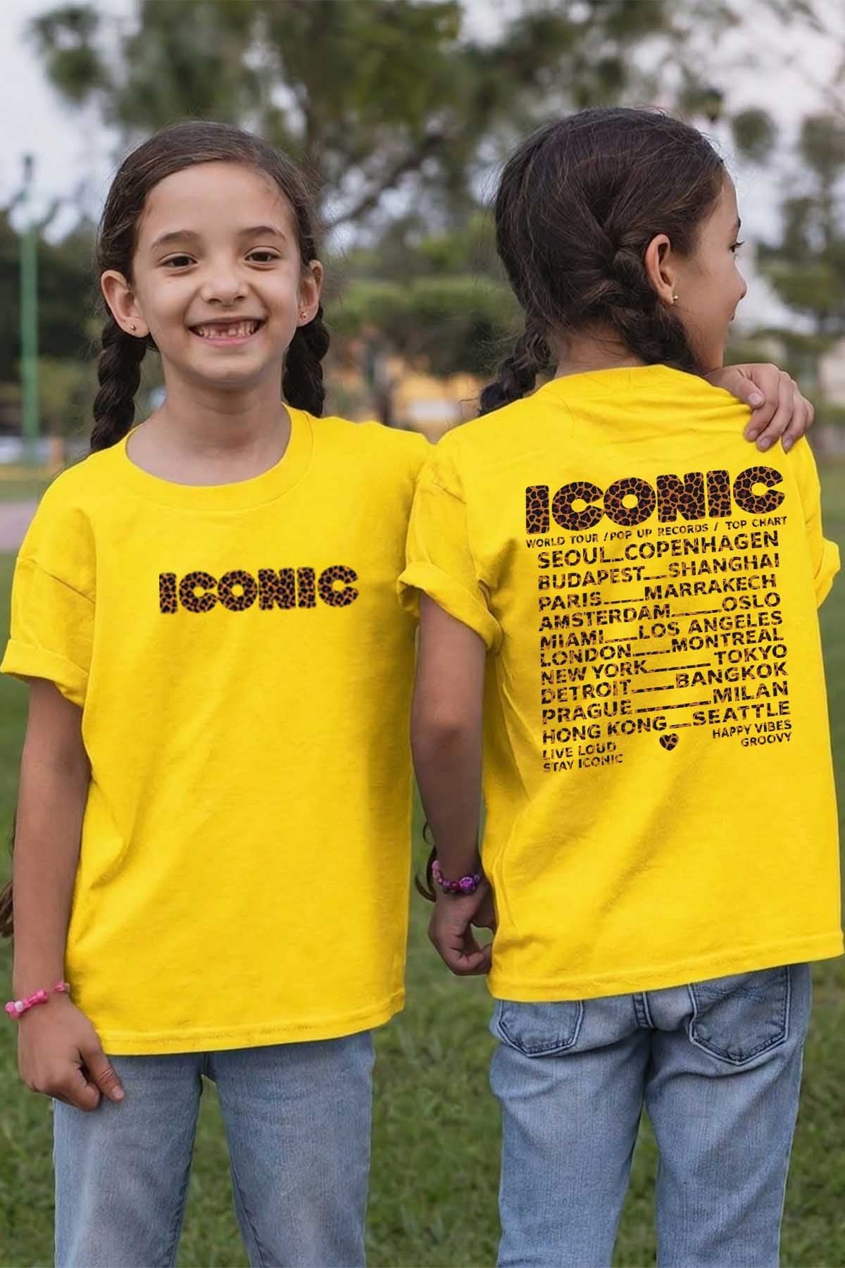 COULEUR:Jaune|T-shirt Fille | iconic leo Jaune