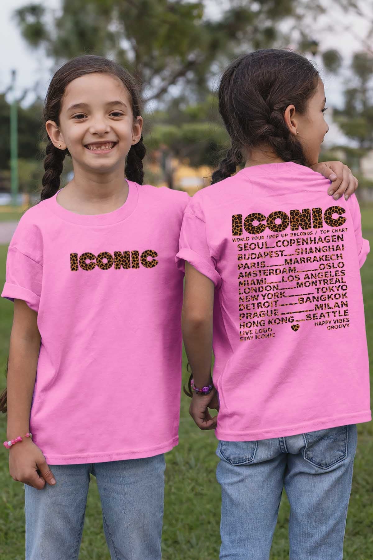 COULEUR:Rose|T-shirt Fille | iconic leo Rose