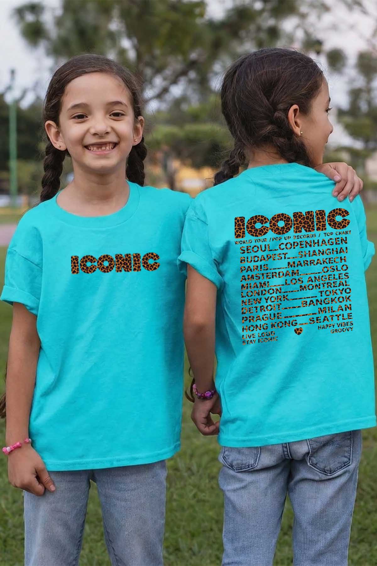 COULEUR:Turquoise|T-shirt Fille | iconic leo Turquoise