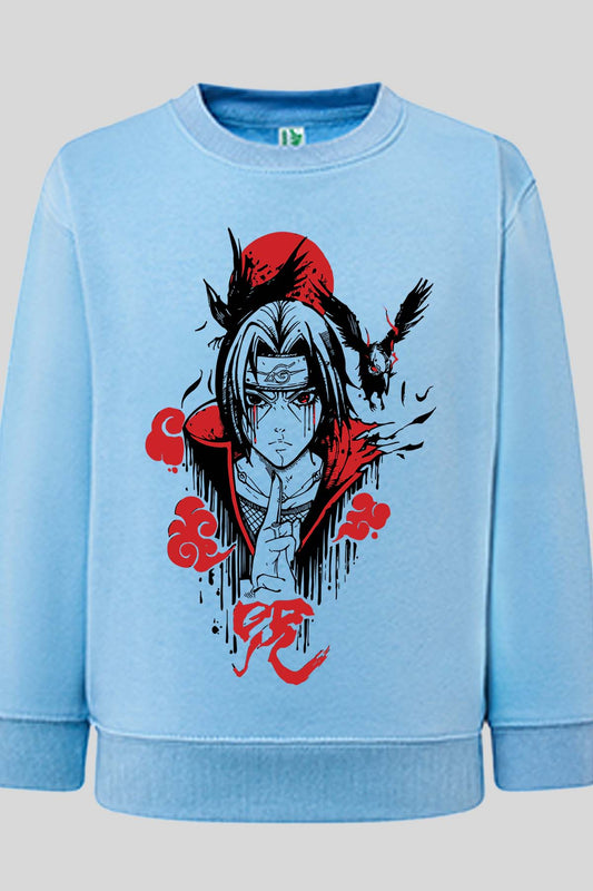 COULEUR:Bleu Ciel|Sweat Col Rond Garçon | itachi crows Bleu Ciel