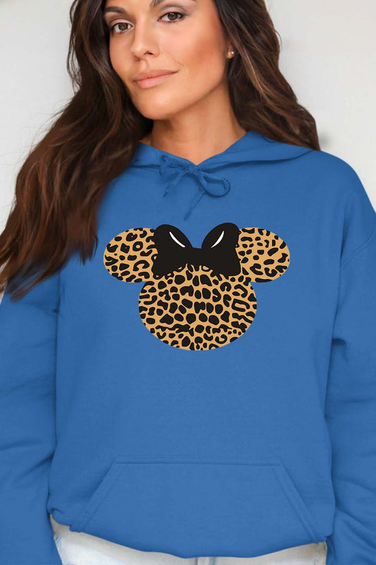 COULEUR:Bleu Roi|Sweat Capuche Femme | leopard Minnie Bleu Roi