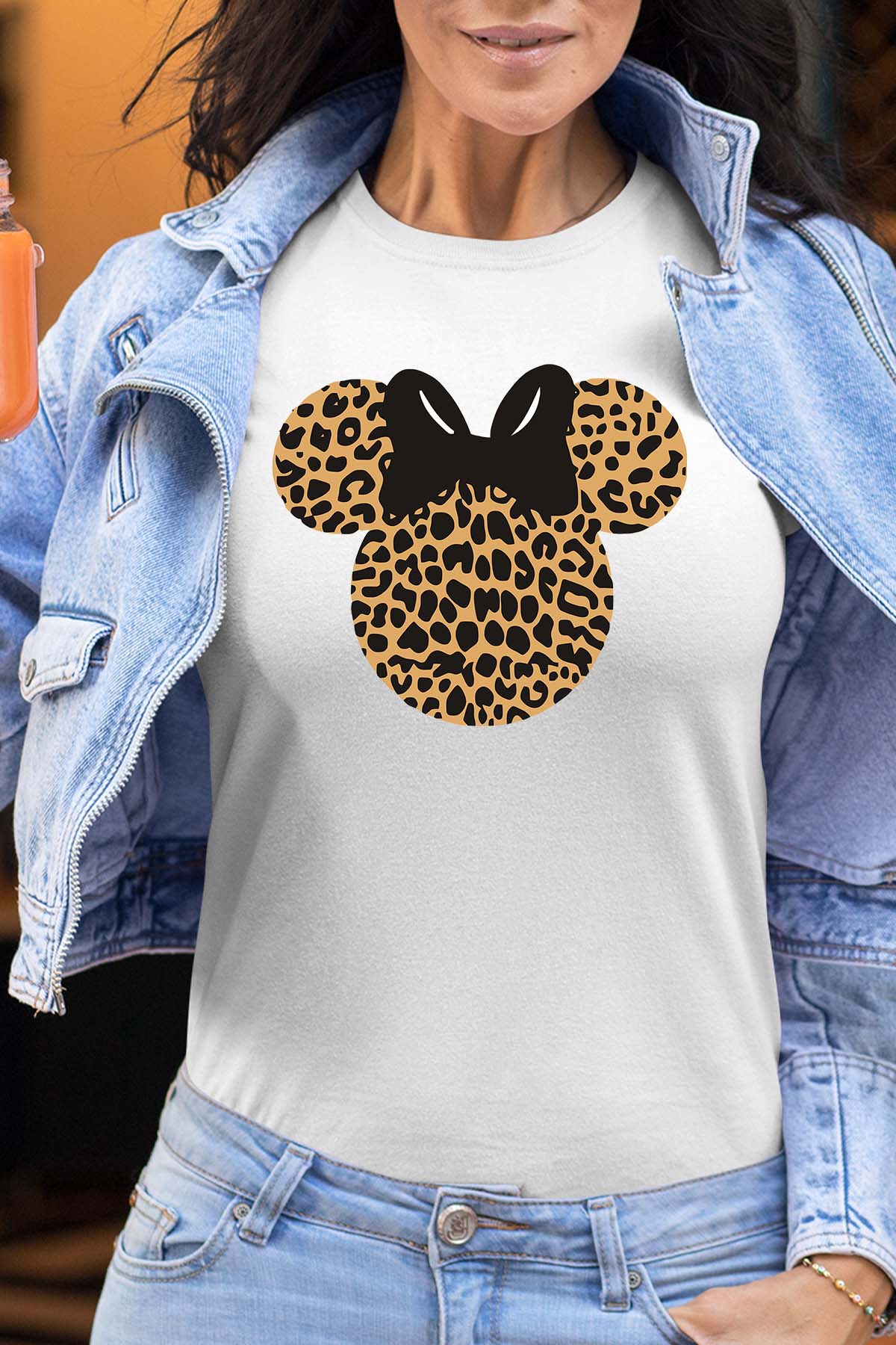 COULEUR:Blanc|T-shirt Femme | leopard Minnie Blanc