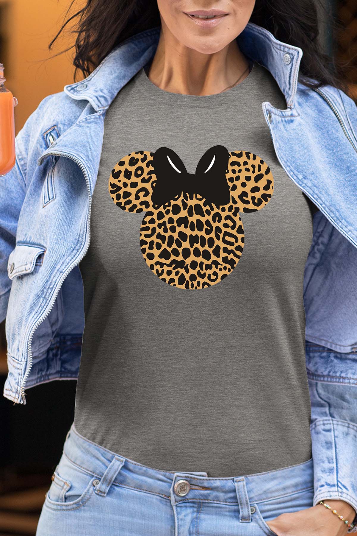 COULEUR:Gris|T-shirt Femme | leopard Minnie Gris