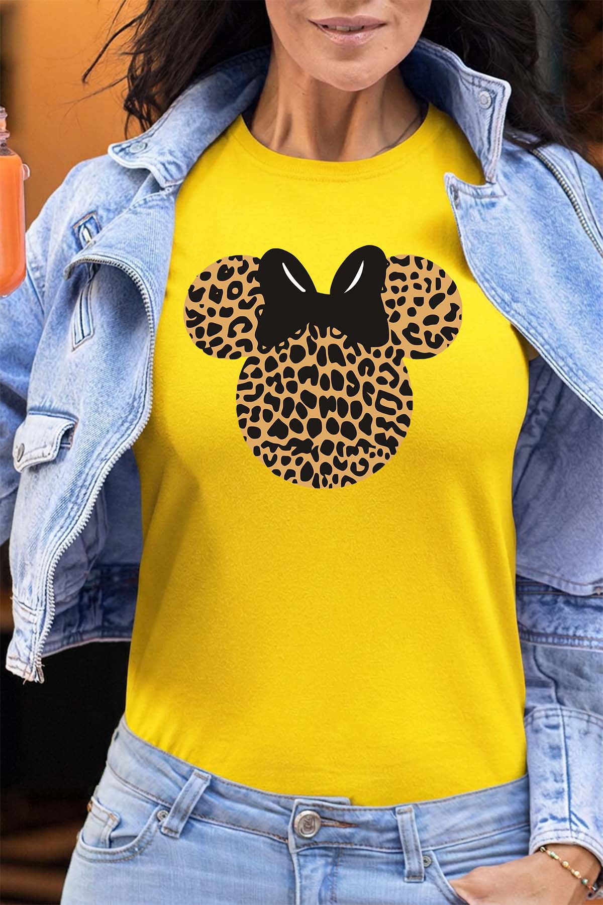 COULEUR:Jaune|T-shirt Femme | leopard Minnie Jaune