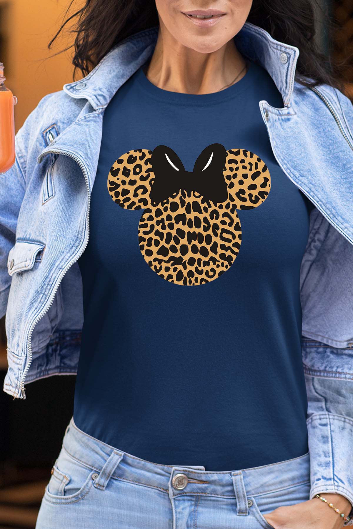 COULEUR:Marine|T-shirt Femme | leopard Minnie Marine