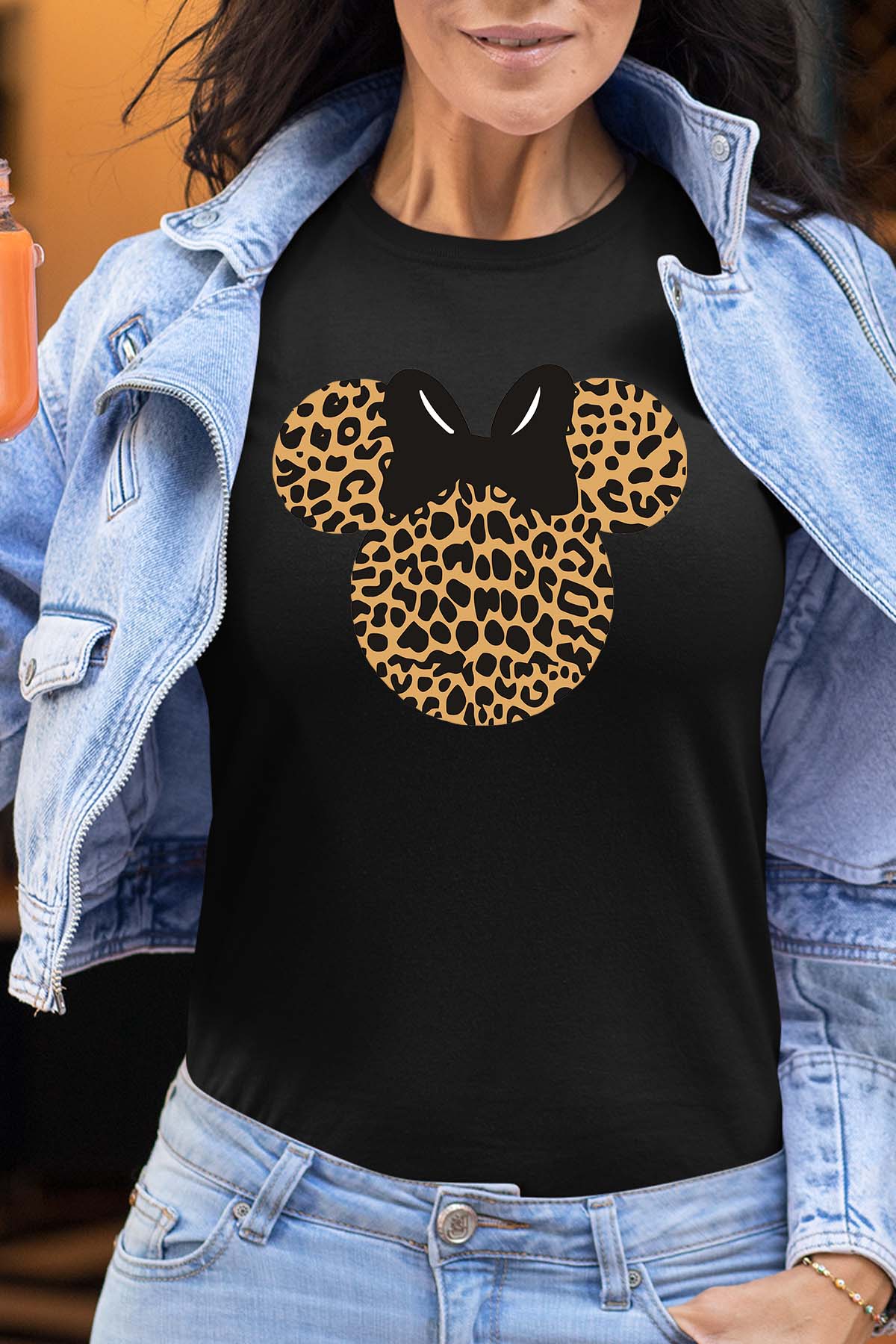 COULEUR:Noir|T-shirt Femme | leopard Minnie Noir