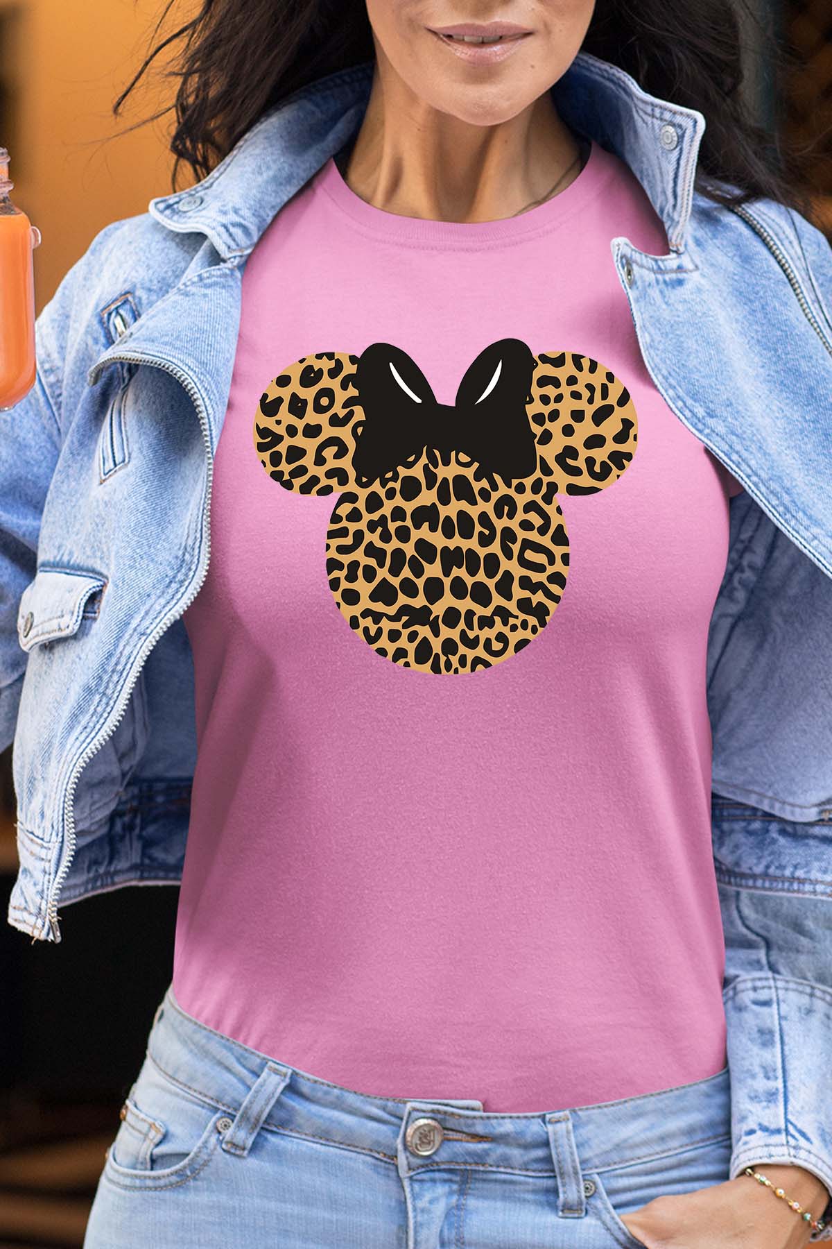 COULEUR:Rose|T-shirt Femme | leopard Minnie Rose