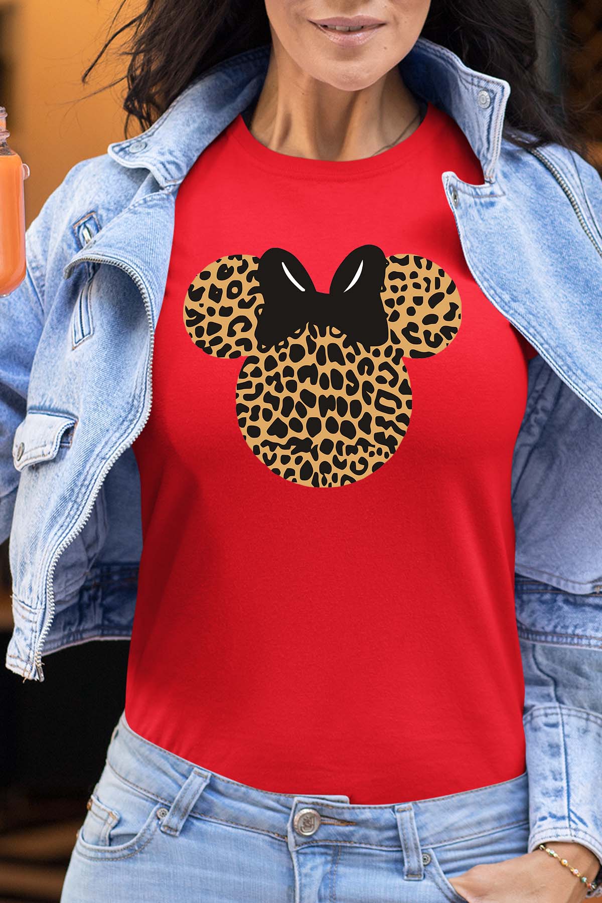 COULEUR:Rouge|T-shirt Femme | leopard Minnie Rouge