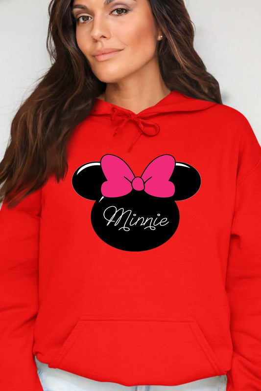 COULEUR:Rouge|Sweat Capuche Femme | logo minnie Rouge