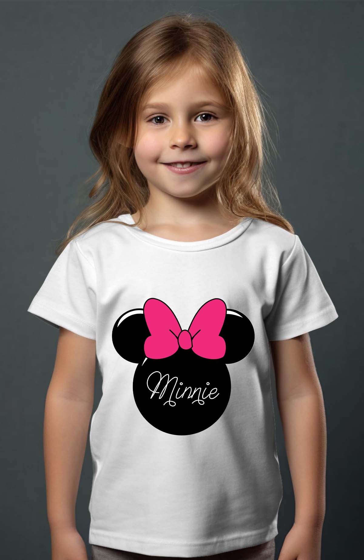 COULEUR:Blanc|T-shirt Fille | logo minnie Blanc