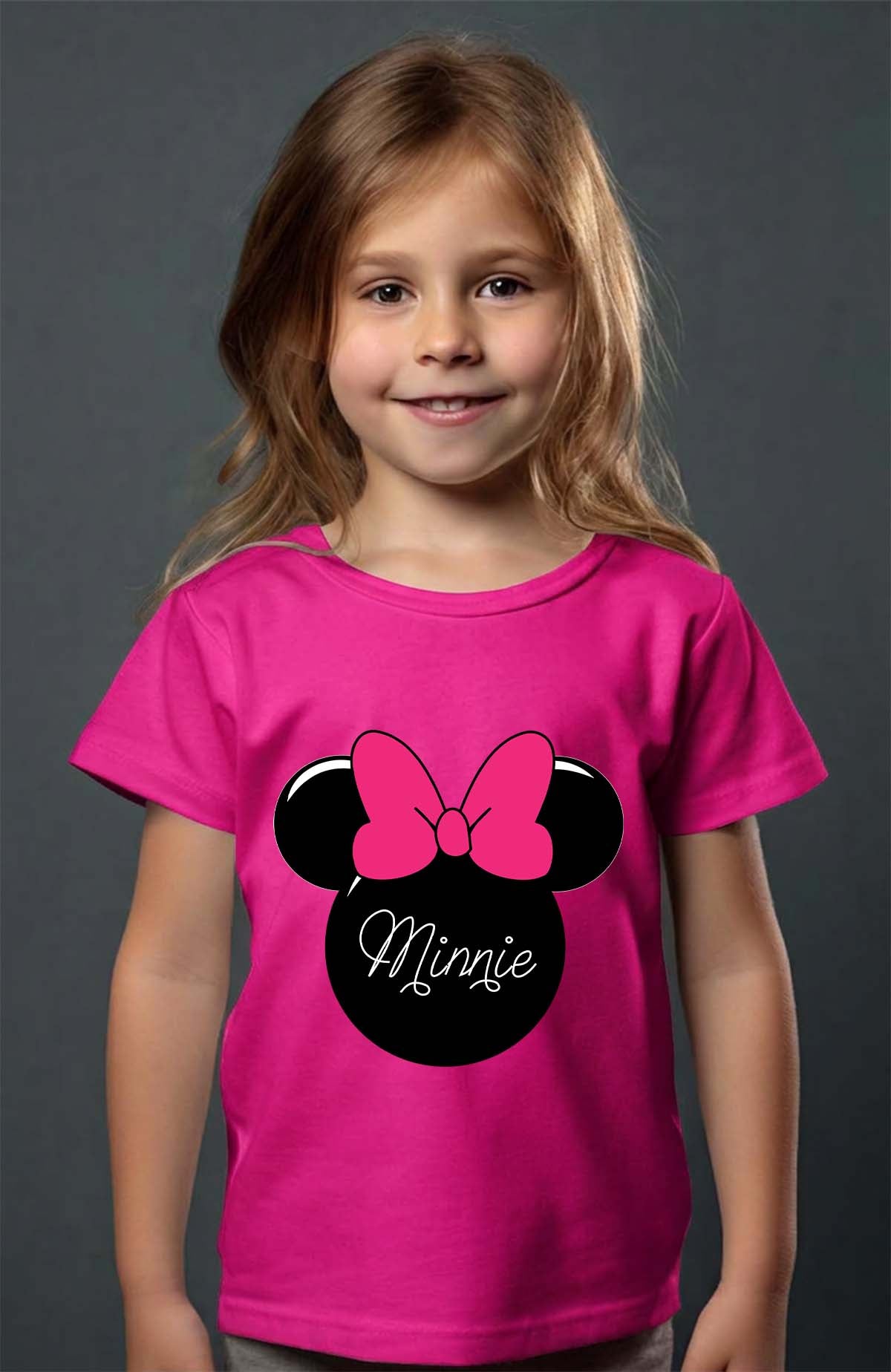 COULEUR:Fuchsia|T-shirt Fille | logo minnie Fuchsia