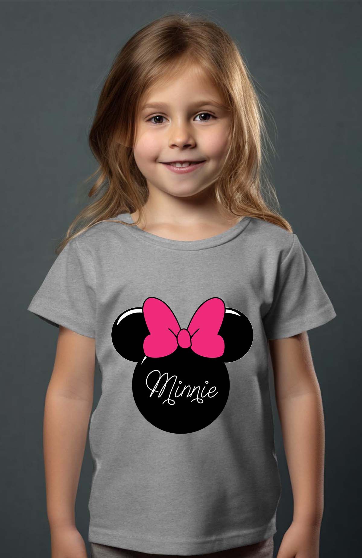COULEUR:Gris|T-shirt Fille | logo minnie Gris