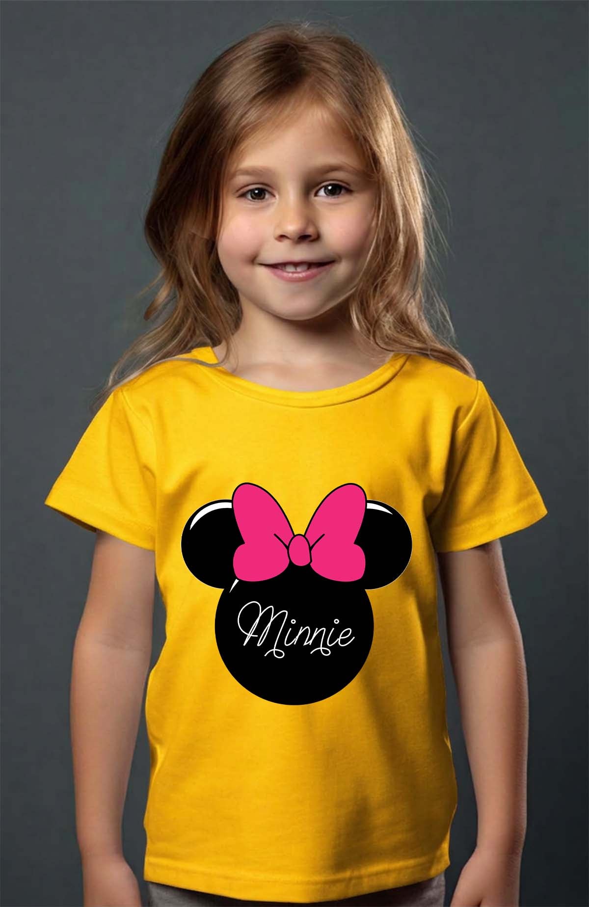 COULEUR:Jaune|T-shirt Fille | logo minnie Jaune