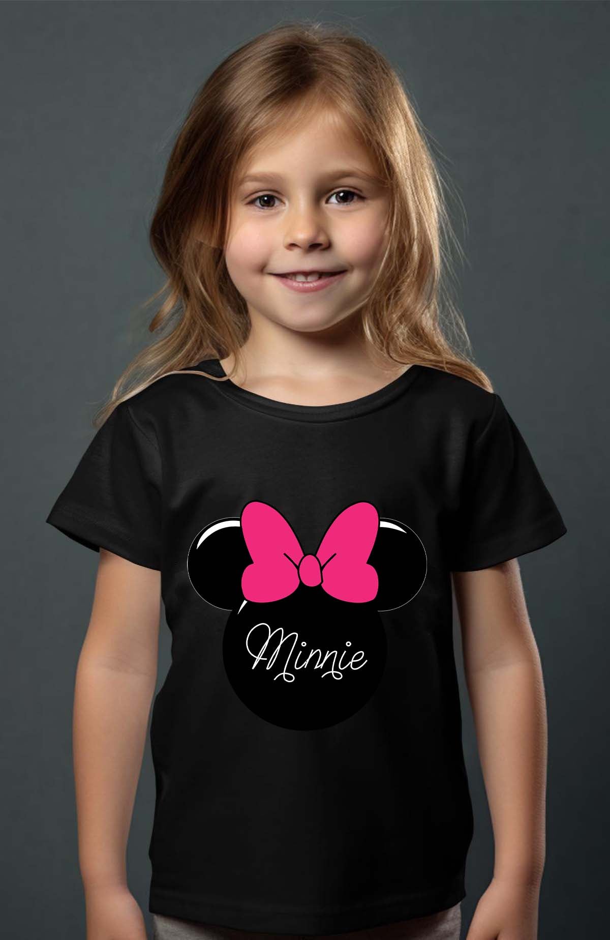 COULEUR:Noir|T-shirt Fille | logo minnie Noir