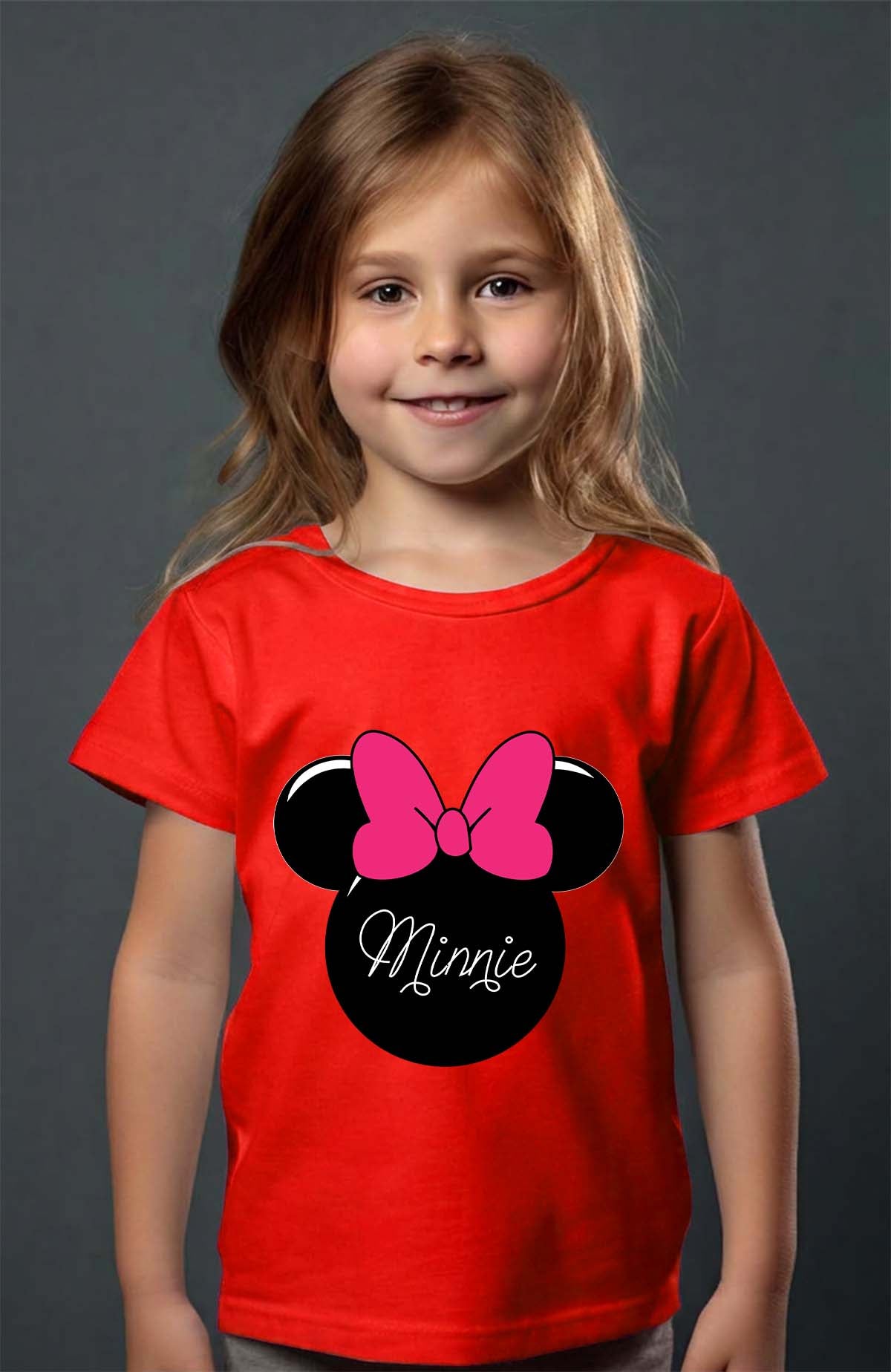 COULEUR:Rouge|T-shirt Fille | logo minnie Rouge