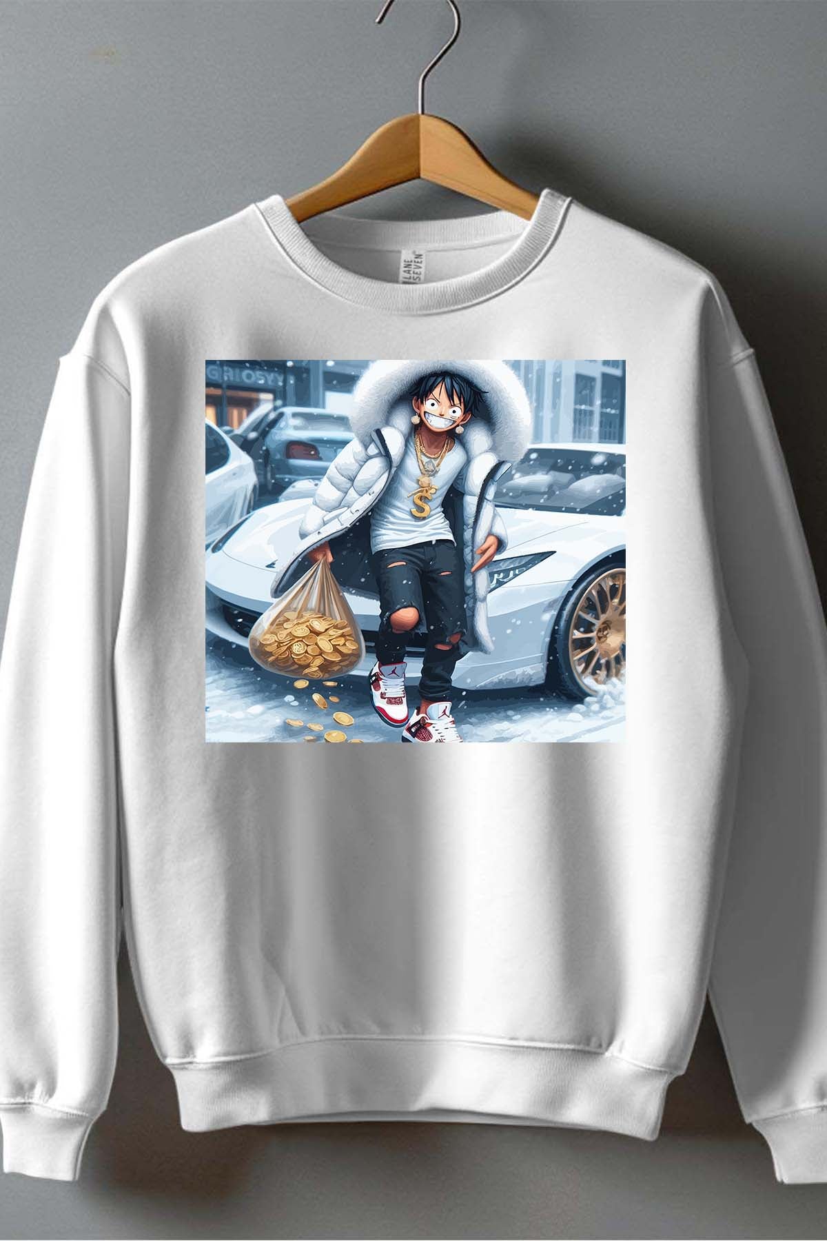 COULEUR:Blanc|Sweat Col Rond Homme | luffy braco 2023 Blanc