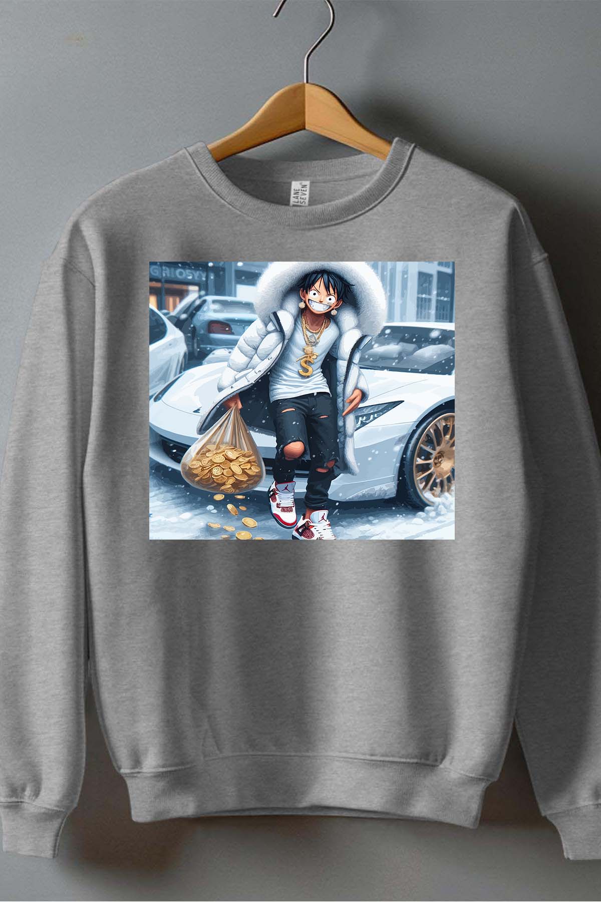COULEUR:Gris|Sweat Col Rond Homme | luffy braco 2023 Gris