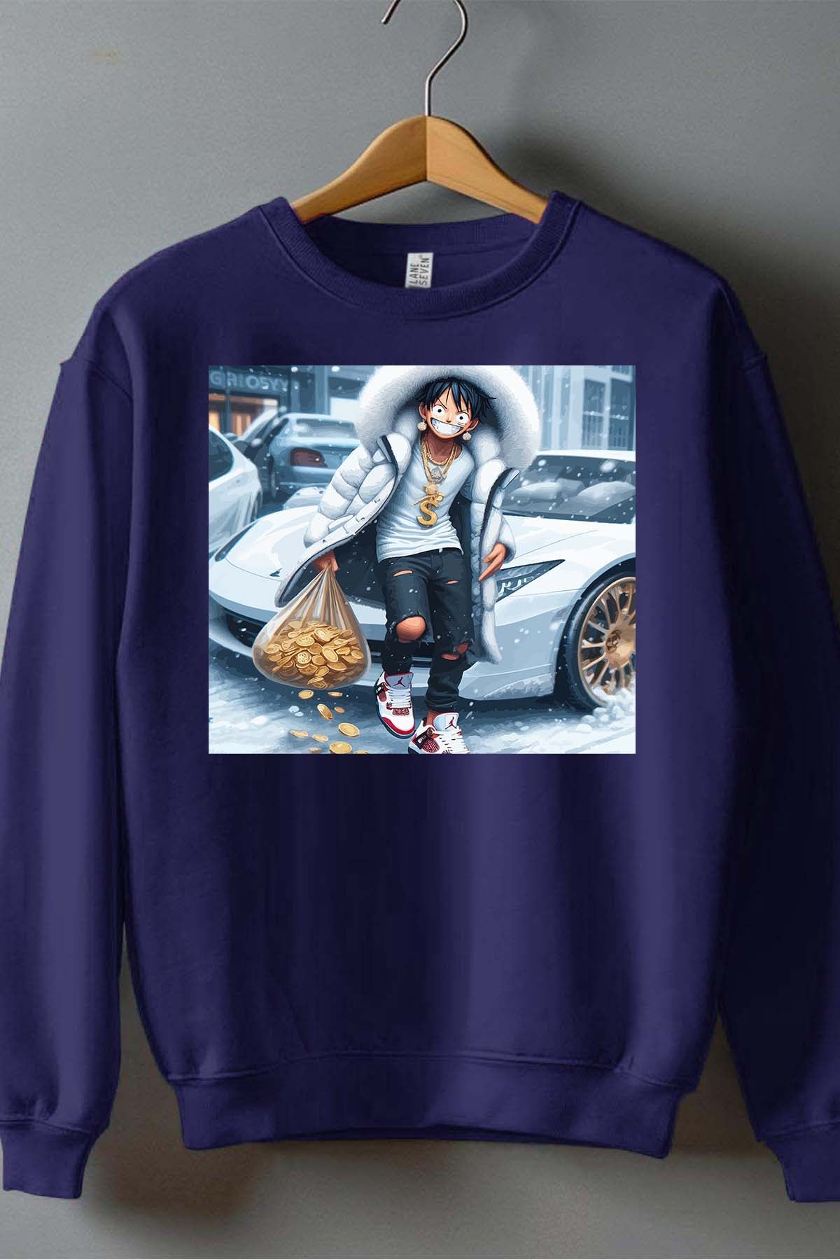 COULEUR:Marine|Sweat Col Rond Homme | luffy braco 2023 Marine