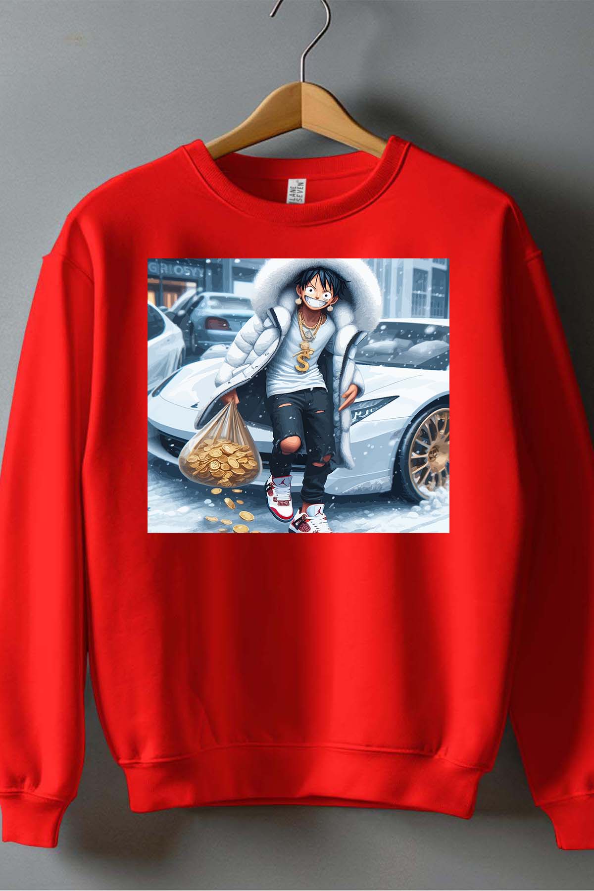 COULEUR:Rouge|Sweat Col Rond Homme | luffy braco 2023 Rouge