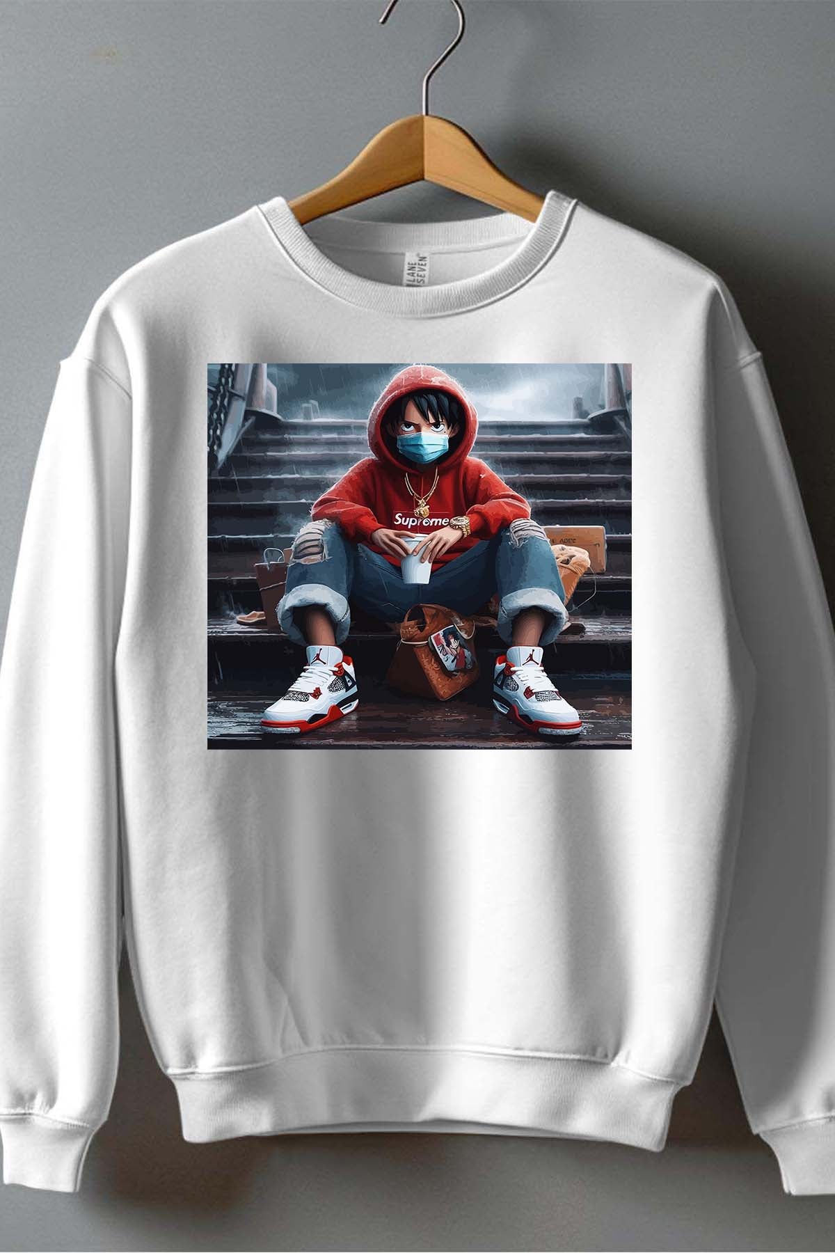 COULEUR:Blanc|Sweat Col Rond Homme | luffy escal 2023 Blanc