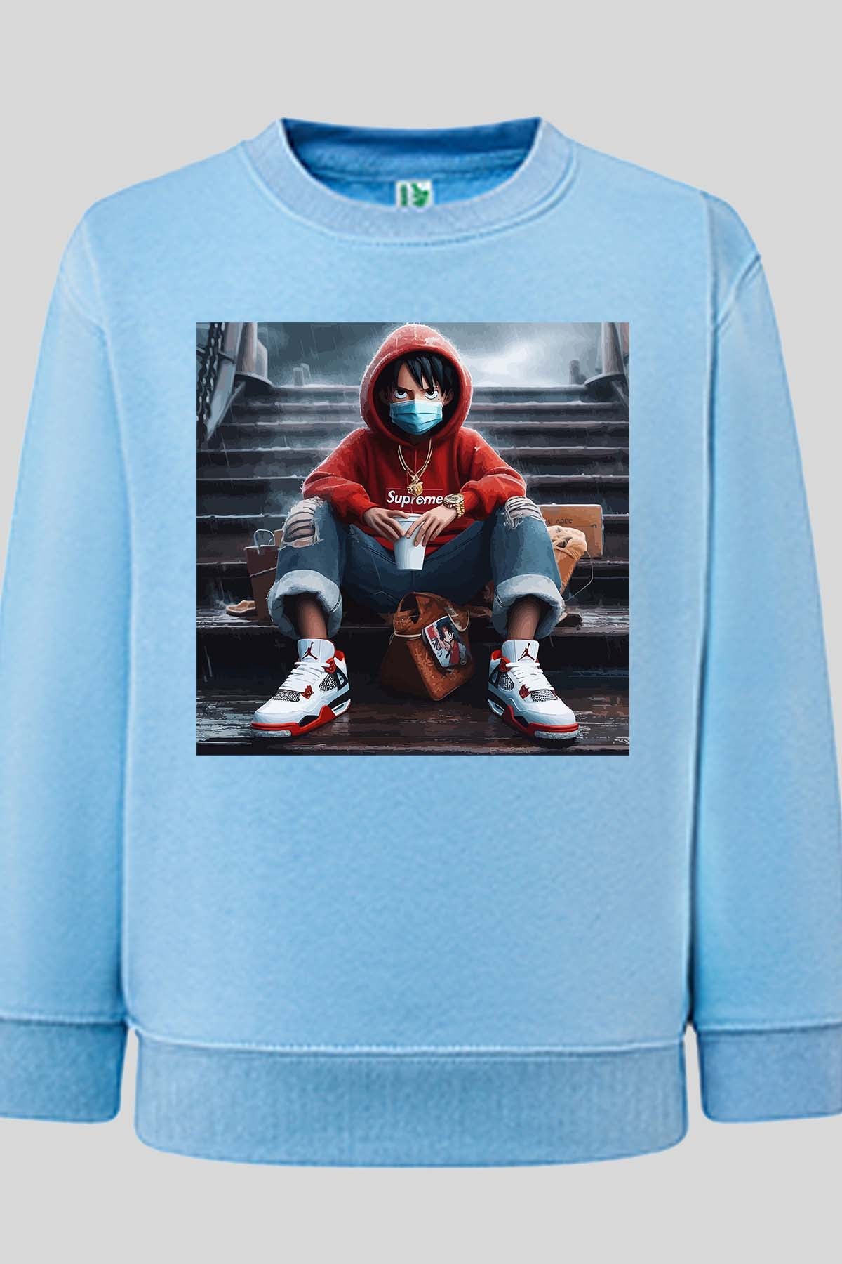 COULEUR:Bleu Ciel|Sweat Col Rond Homme | luffy escal 2023 Bleu Ciel