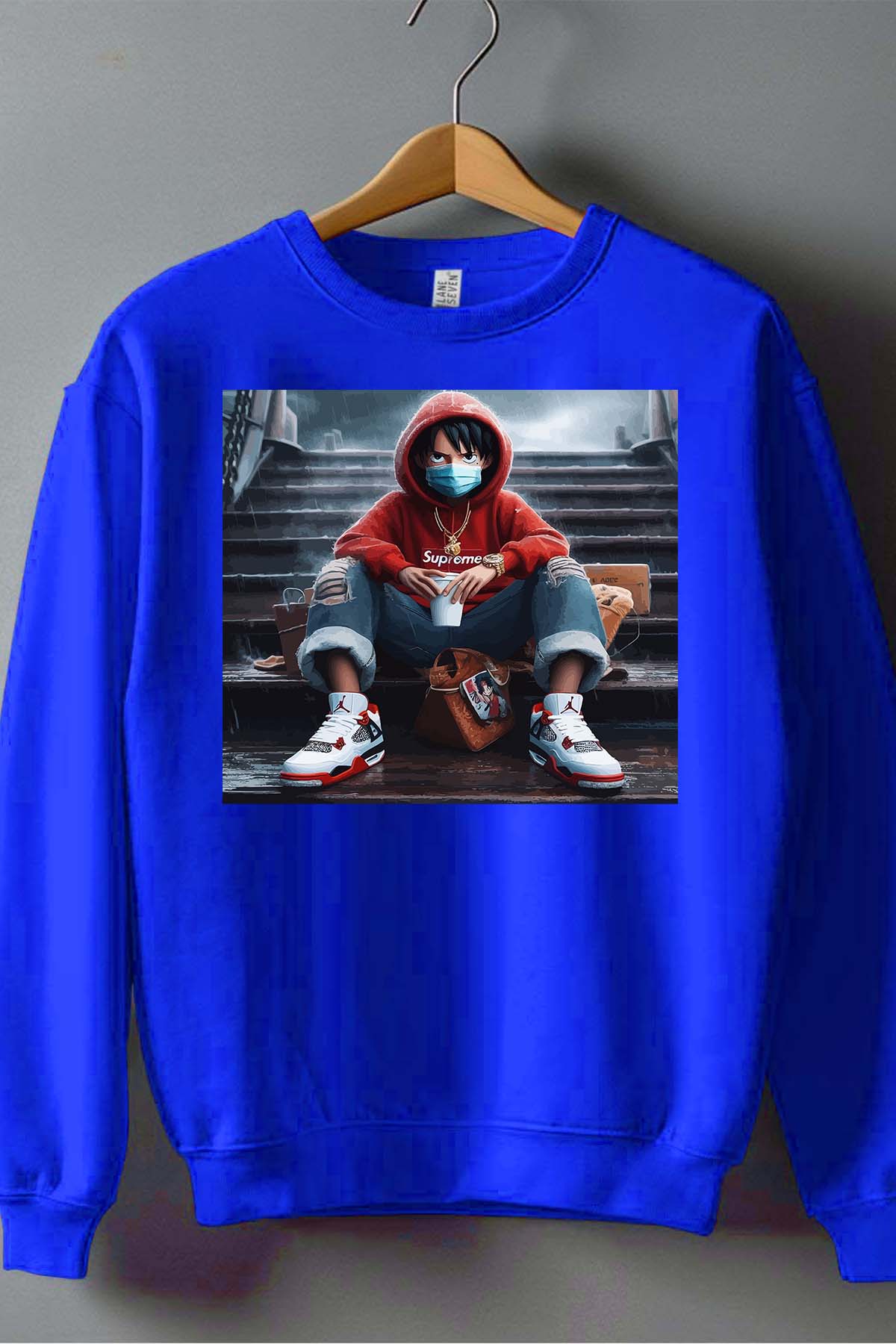 COULEUR:Bleu Roi|Sweat Col Rond Homme | luffy escal 2023 Bleu Roi