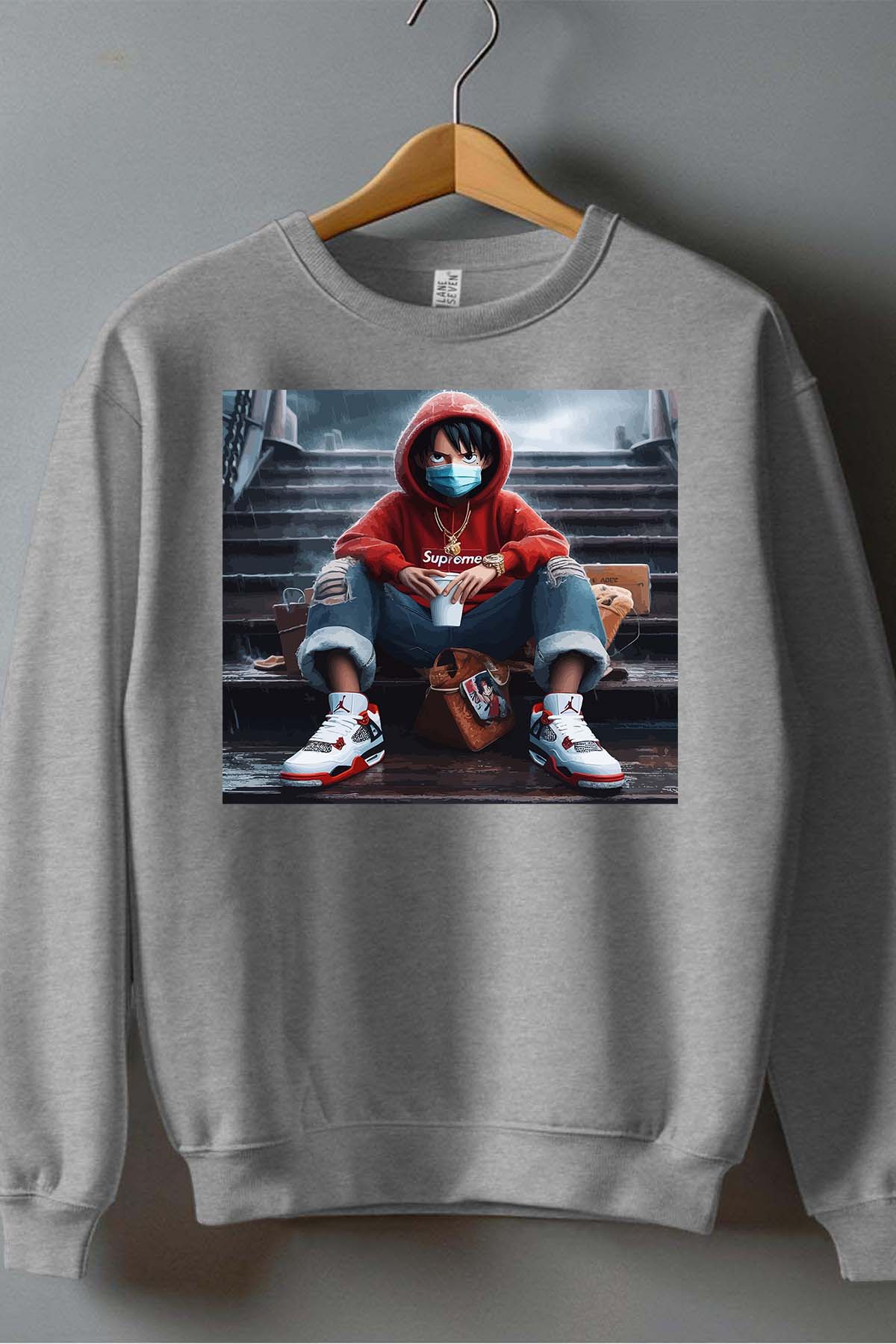 COULEUR:Gris|Sweat Col Rond Homme | luffy escal 2023 Gris