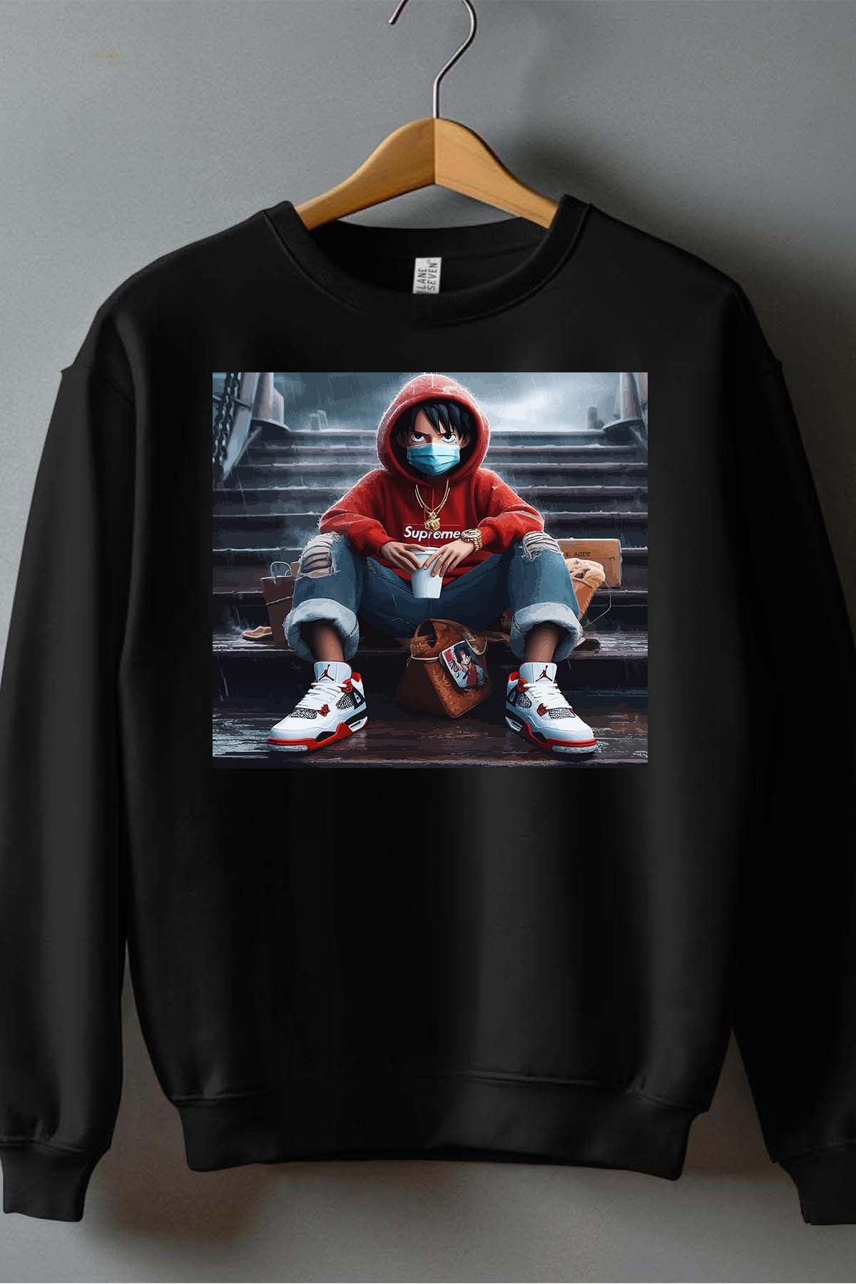 COULEUR:Noir|Sweat Col Rond Homme | luffy escal 2023 Noir