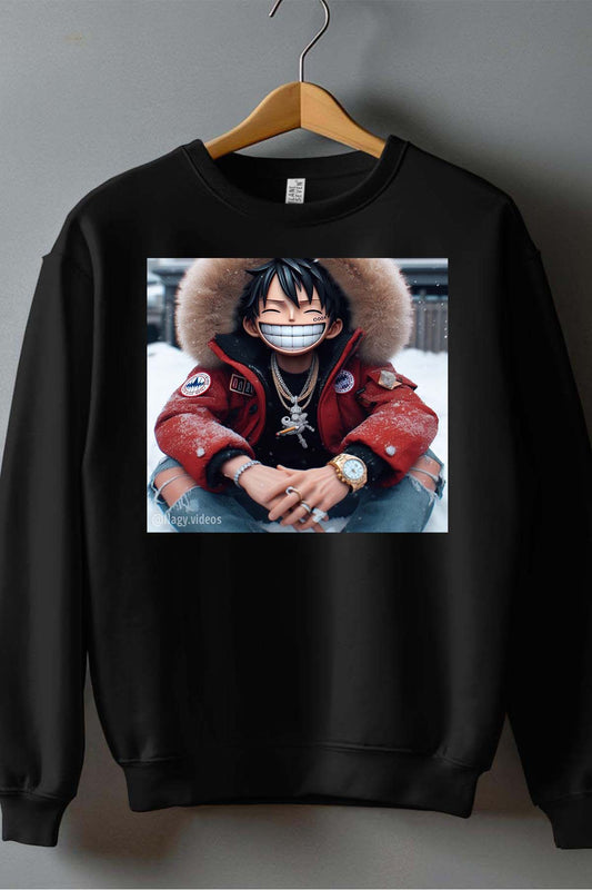 COULEUR:Noir|Sweat Col Rond Homme | luffy golri Noir