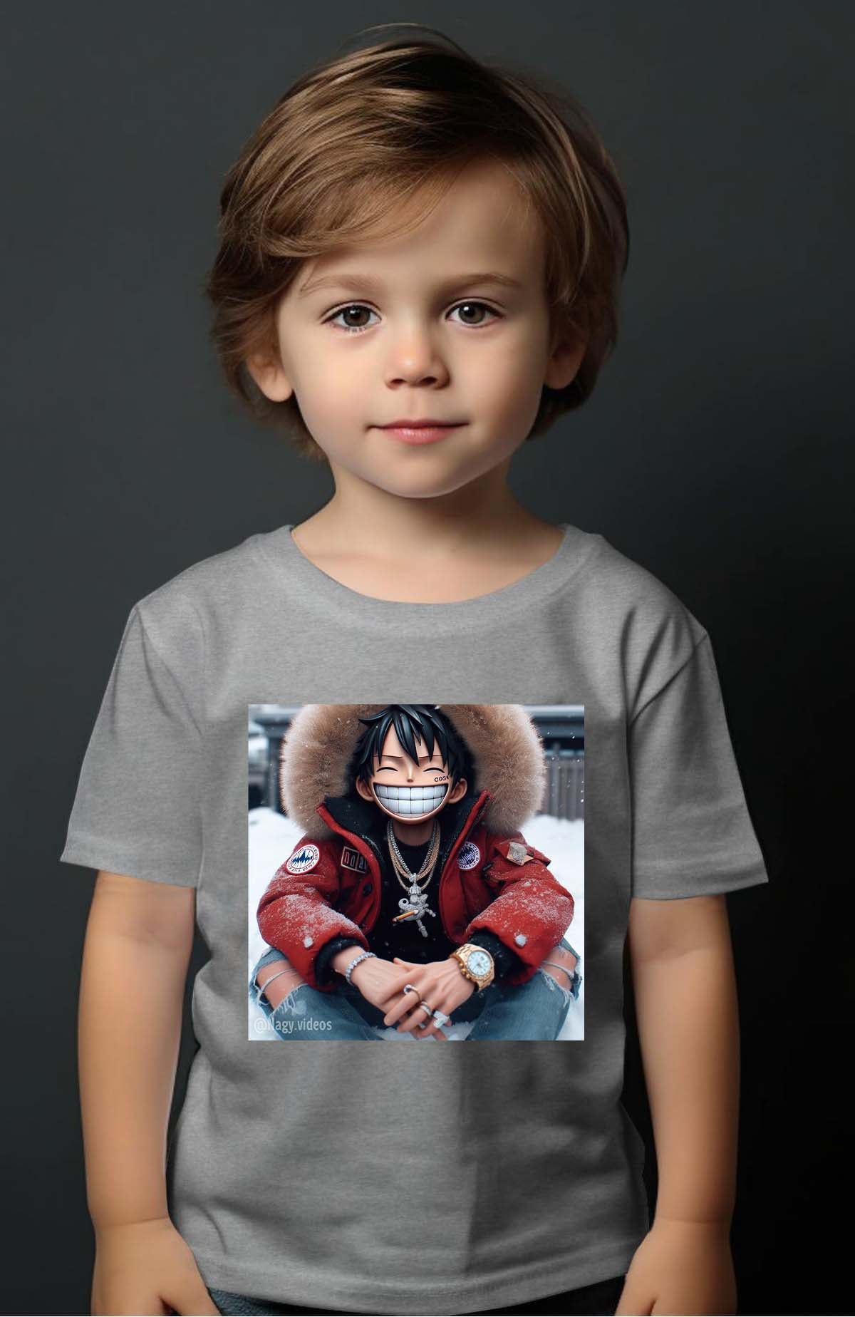 COULEUR:Gris|T-shirt Garçon | luffy golri Gris