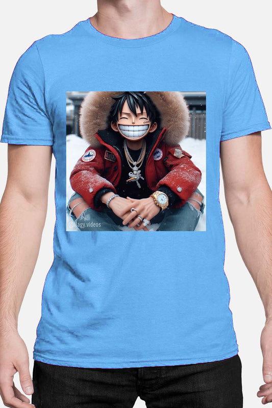 COULEUR:Bleu Ciel|T-shirt Homme | luffy golri Bleu Ciel