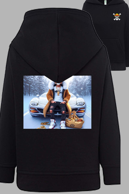 COULEUR:Noir|Sweat Capuche Garçon | luffy neige Noir