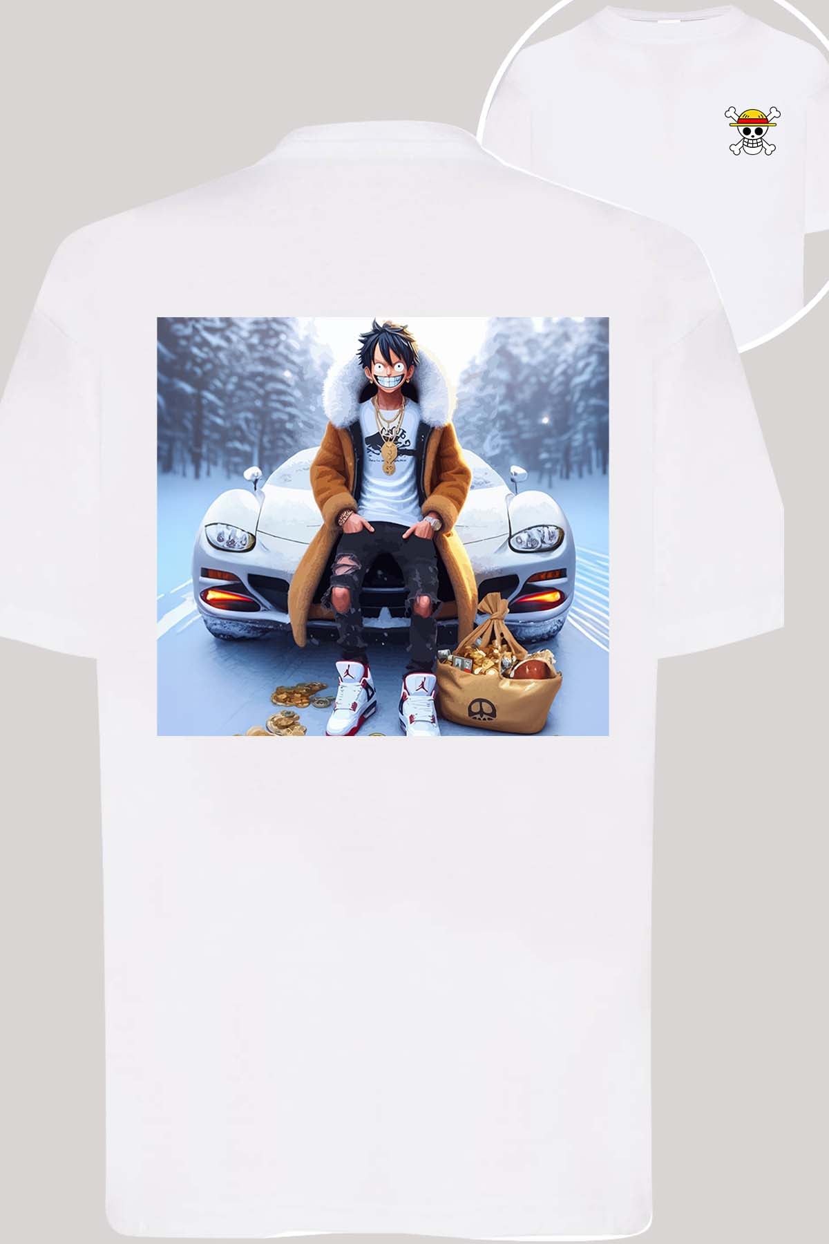 COULEUR:Blanc|T-shirt Garçon | luffy neige Blanc
