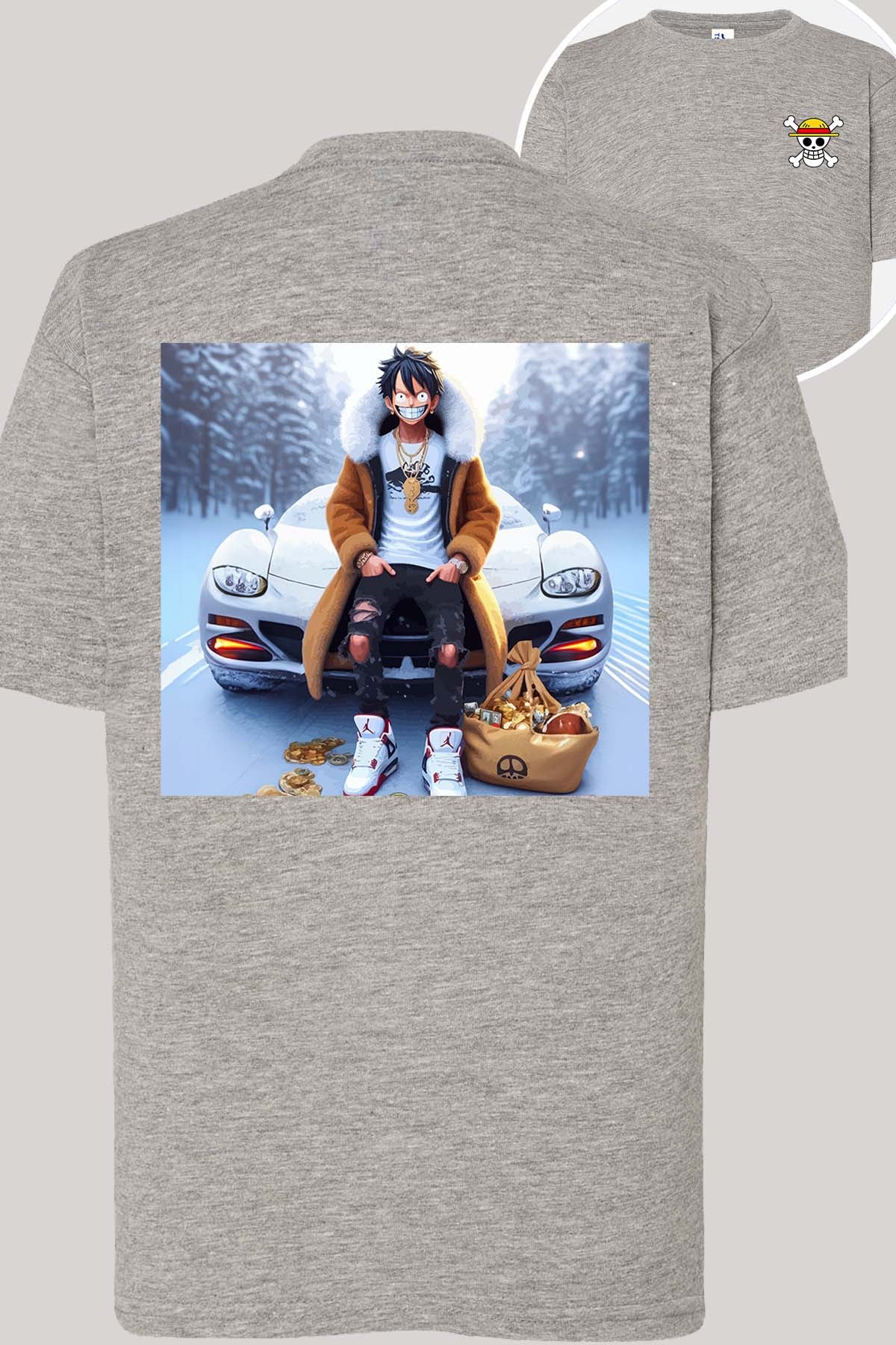 COULEUR:Gris|T-shirt Garçon | luffy neige Gris