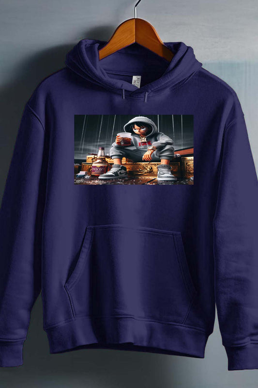 COULEUR:Marine|Sweat Capuche Garçon | luffy tisse Marine