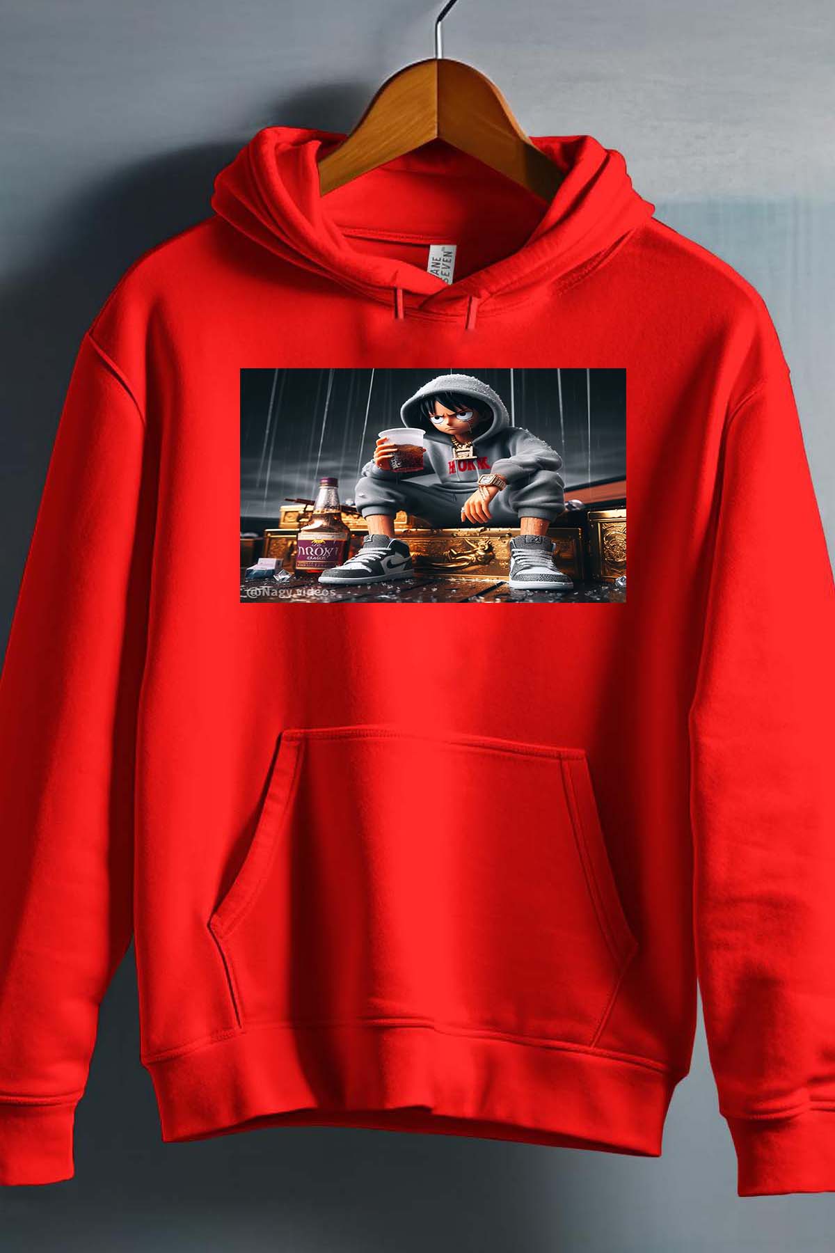 COULEUR:Rouge|Sweat Capuche Garçon | luffy tisse Rouge