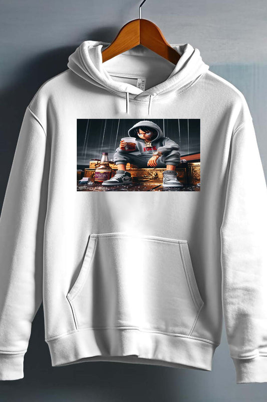 COULEUR:Blanc|Sweat Capuche Homme | luffy tisse Blanc
