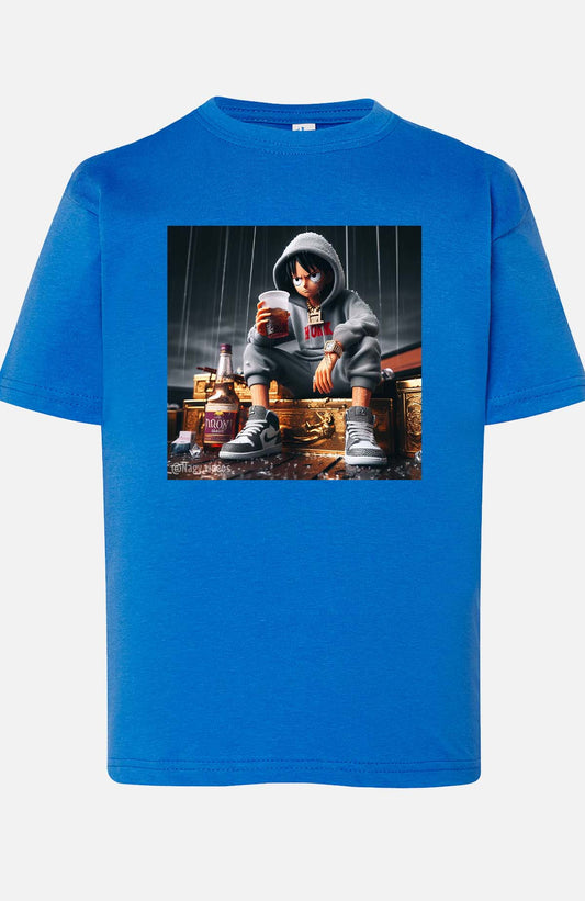 COULEUR:Bleu Roi|T-shirt Garçon | luffy tisse Bleu Roi